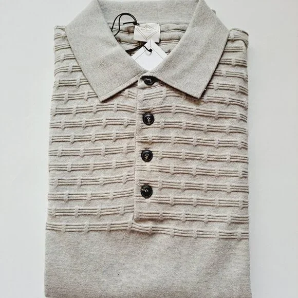 NEW Pal Zileri Men's Light Grey 100% Cotton Polo Shirt T-shirt Size 52 / L